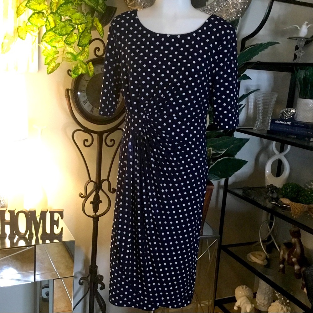 Forever 21 Navy Blue Polka Dots Dress
